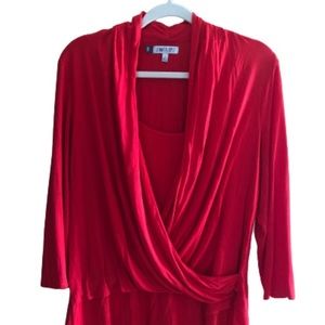Jennifer Lopez red wrap top L